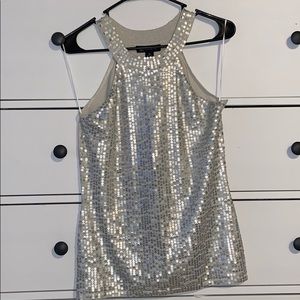 NWT Silver sequin tank top